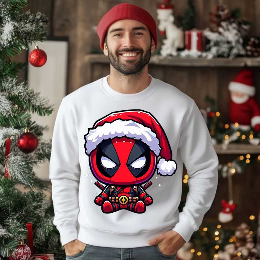 Adorable Chibi Deadpool Christmas Santa Hat Sweatshirt 2 Adorable Chibi Deadpool Christmas Santa Hat Sweatshirt 2